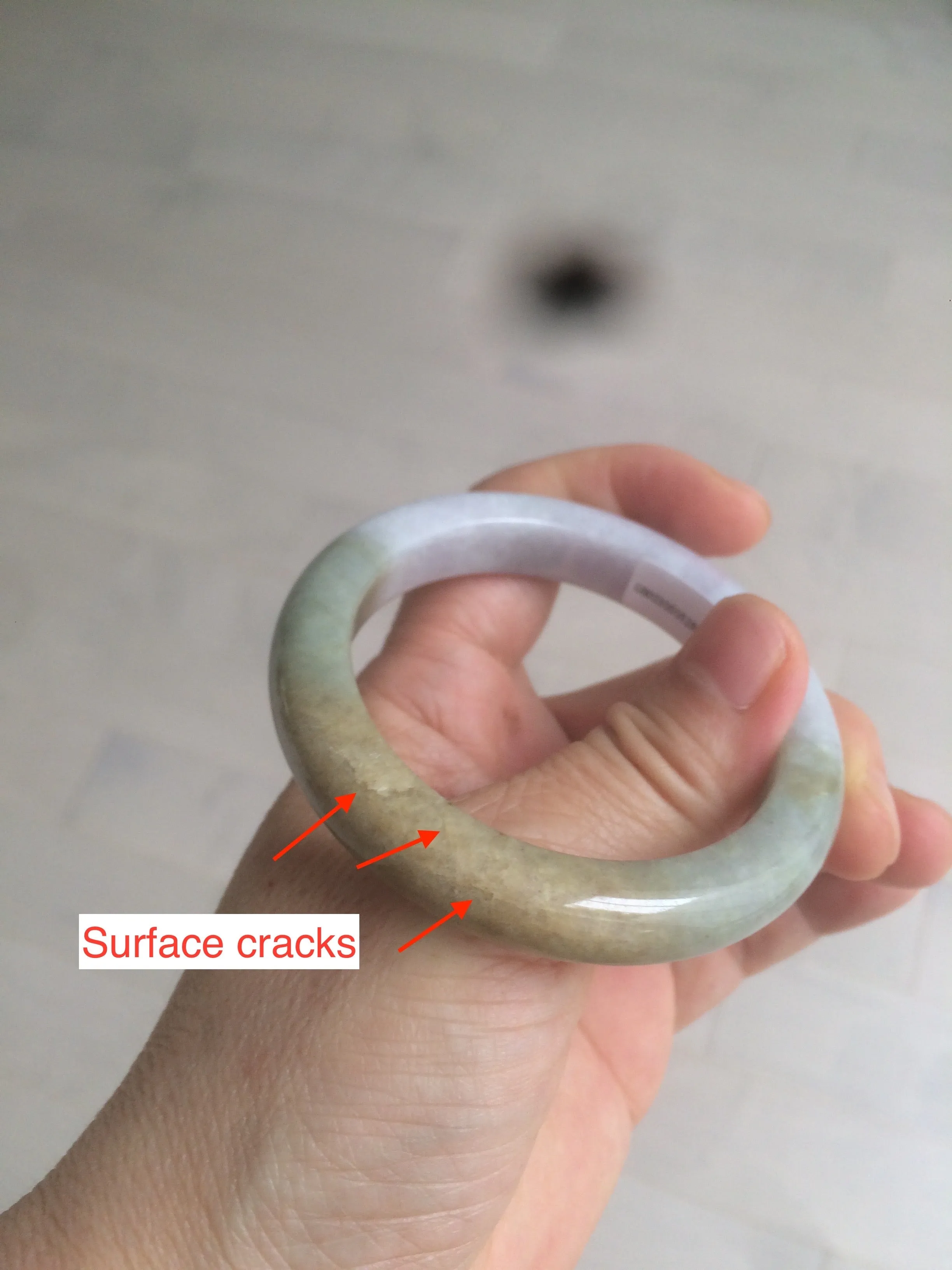 49.7mm Certified Type A 100% Natural green/purple/yellow(Fu Lu Shou) Jadeite Jade bangle Q107-2802