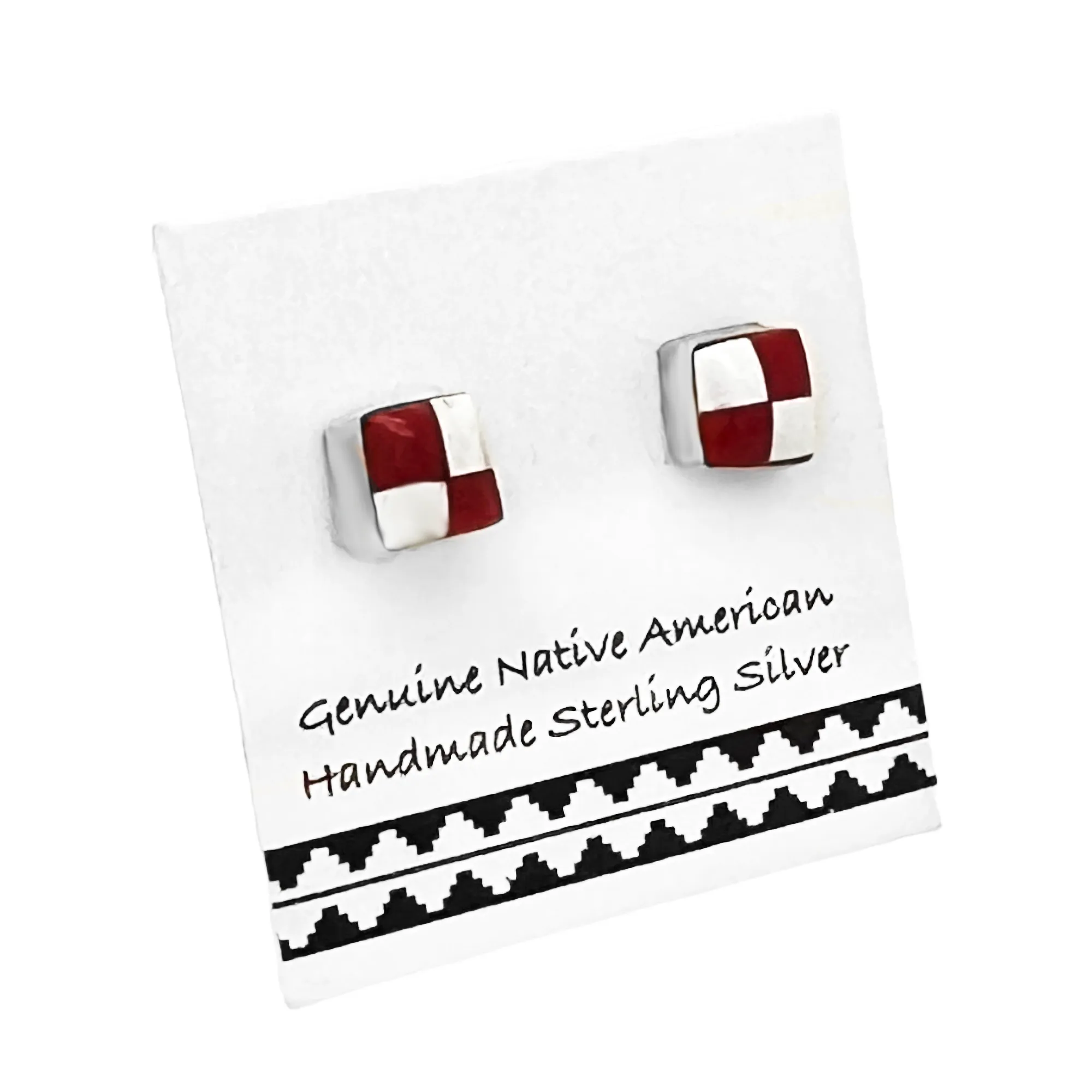 5mm Genuine Red Coral Stud Earrings, 925 Sterling Silver, Authentic Native American Handmade in the USA, Nickel Free