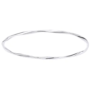 9ct White Gold Wave Bangle