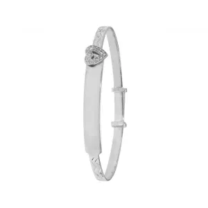 Acotis Silver Heart Bangle with Zirconia for Baby Girls G4030