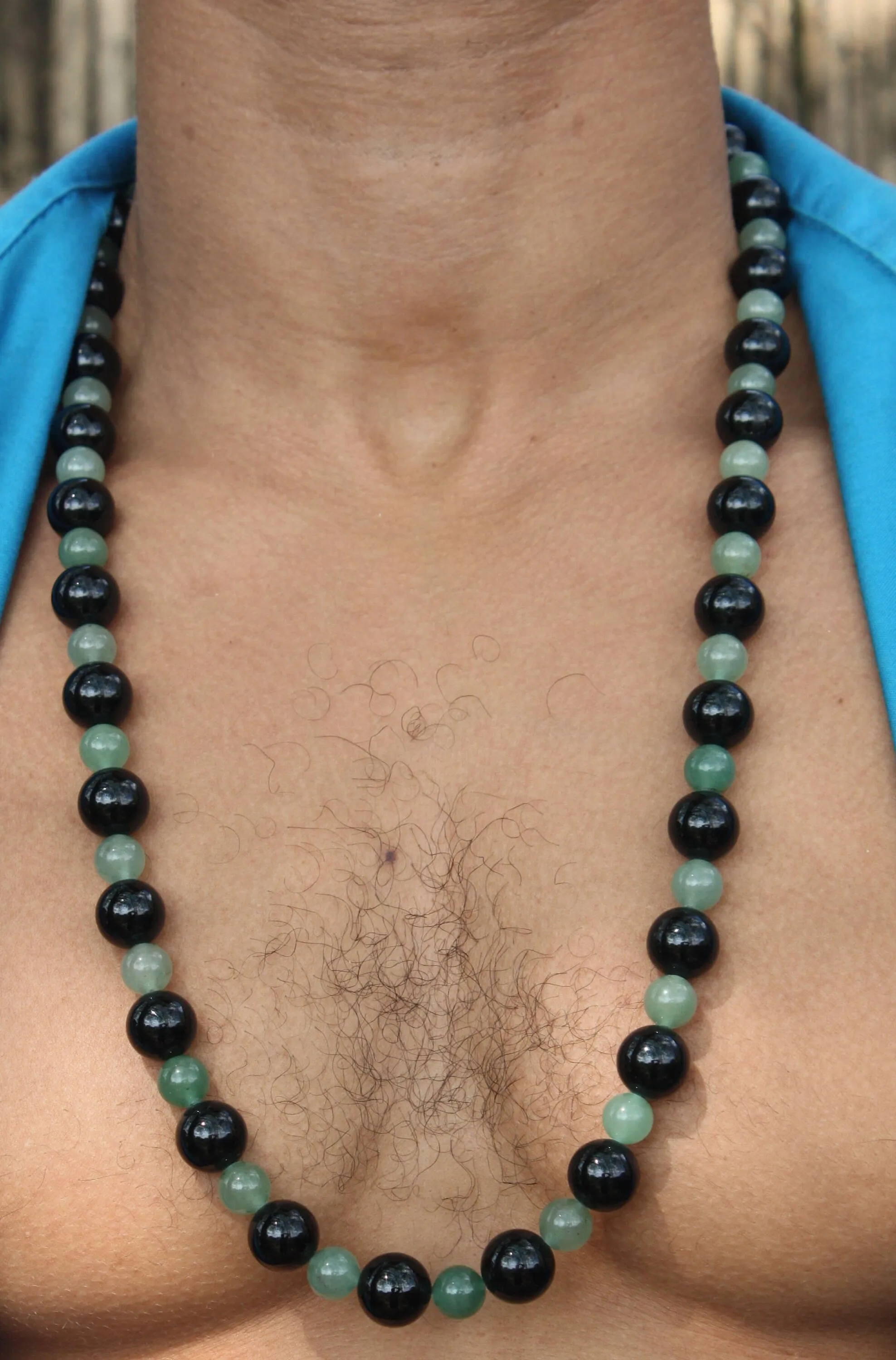 African Necklace Green Aventurine & Black Onyx