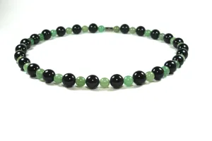 African Necklace Green Aventurine & Black Onyx