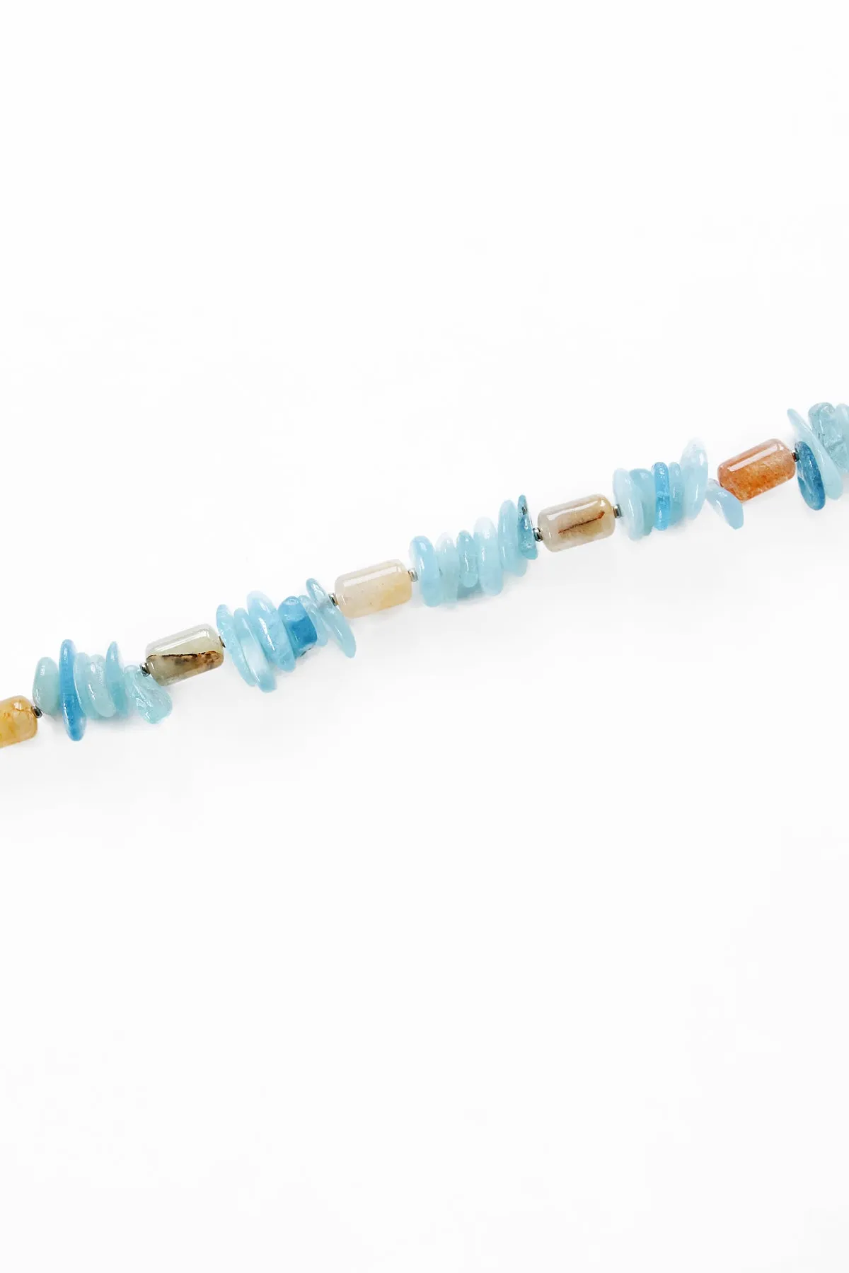 Agate Raw Crystal Aquamarine Bracelet with Steel Clasp