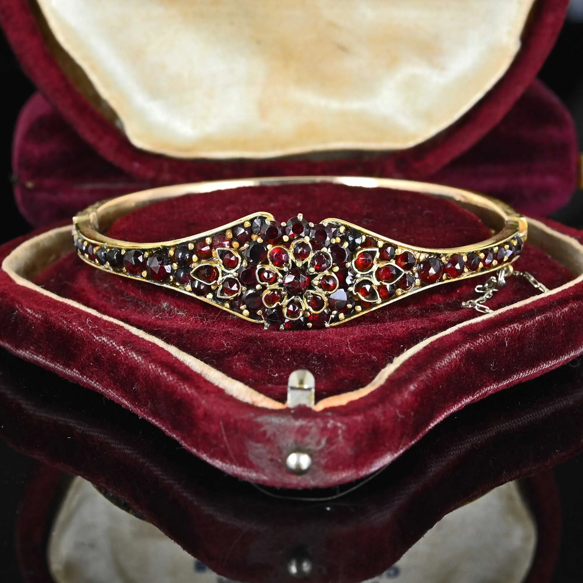 Antique Bohemian Garnet Bracelet Bangle