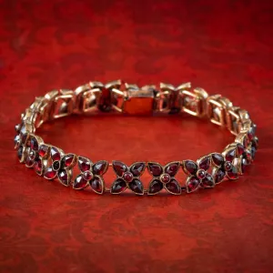 Antique Victorian Bohemian Garnet Flower Bracelet