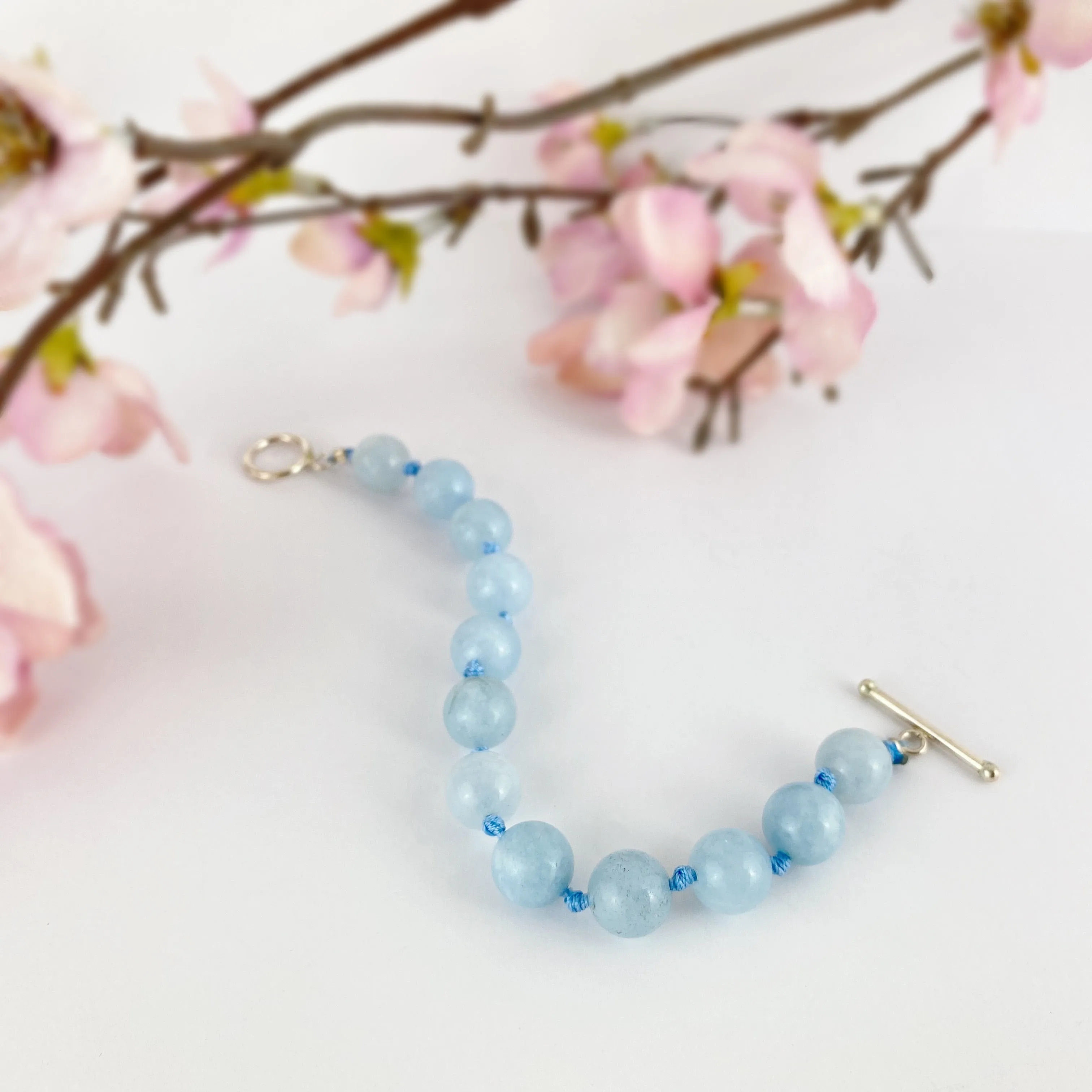 Aquamarine Bead Bracelet - VBRC225