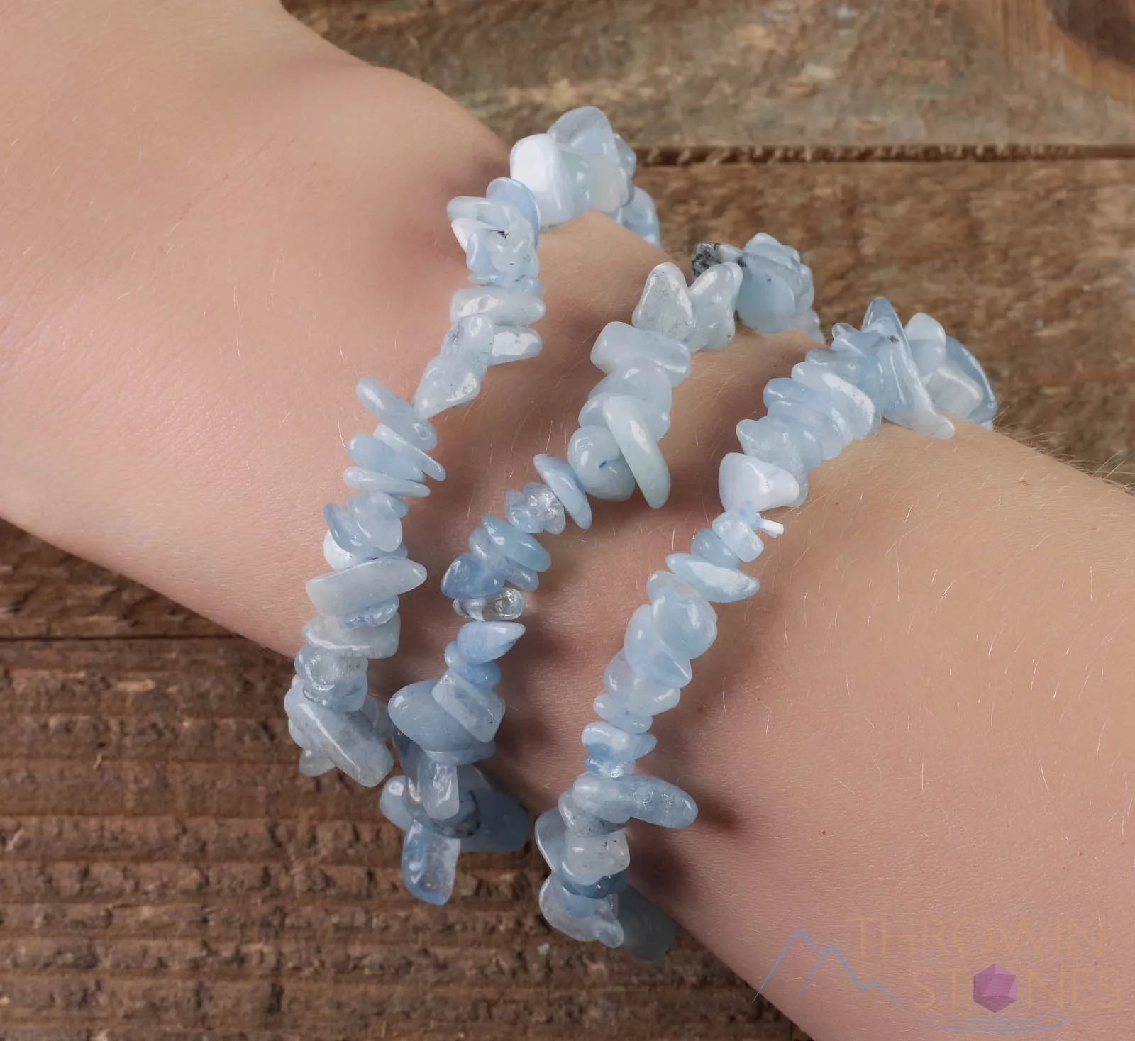 AQUAMARINE Crystal Bracelet - Chip Beads - Beaded Bracelet, Birthstone Bracelet, Handmade Jewelry, E0631