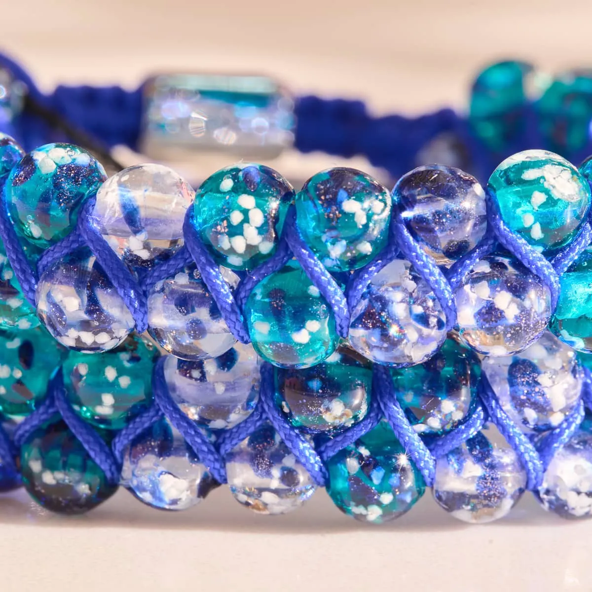 Aquamarine Flame | Lapis Flame x Aquamarine | Double Firefly Glass Bracelet