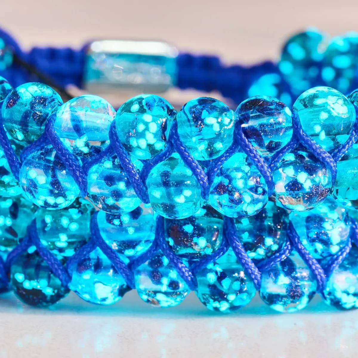 Aquamarine Flame | Lapis Flame x Aquamarine | Double Firefly Glass Bracelet