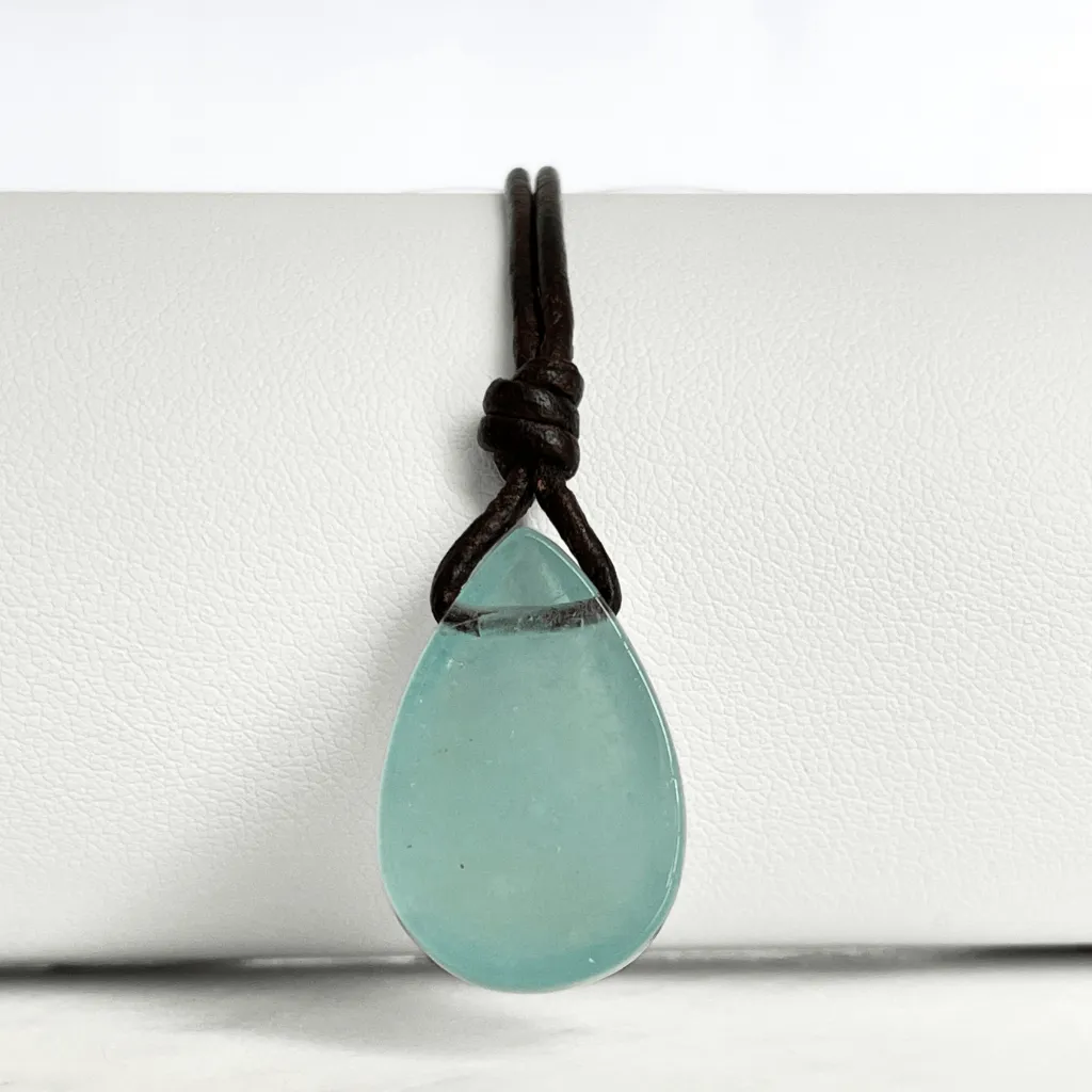 Aquamarine Teardrop Gemstone Pendant - Oceanic Tranquility