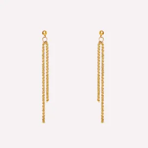 ASYMMETRIC DOUBLE DANGLE CLIP-ON EARRINGS IN GOLD