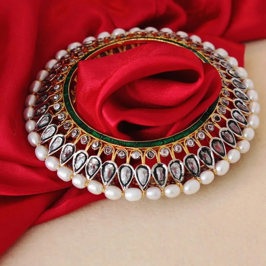 Bangle with Polkies and Pearls