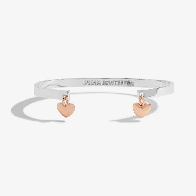 Bar Heart Silver And Rose Gold 6cm X 4.8cm Bracelet 6126