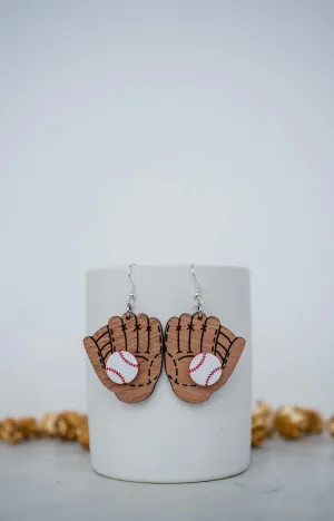 Baseball Ball & Glove Dangle Earrings