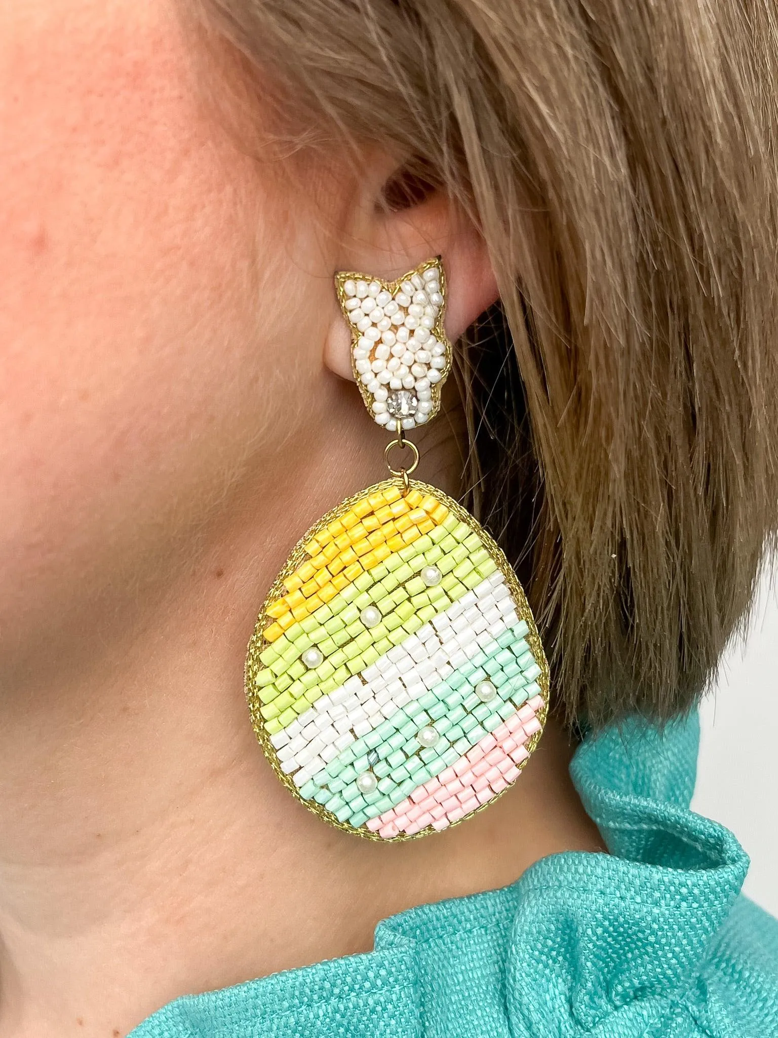 Beaded Egg Earrings