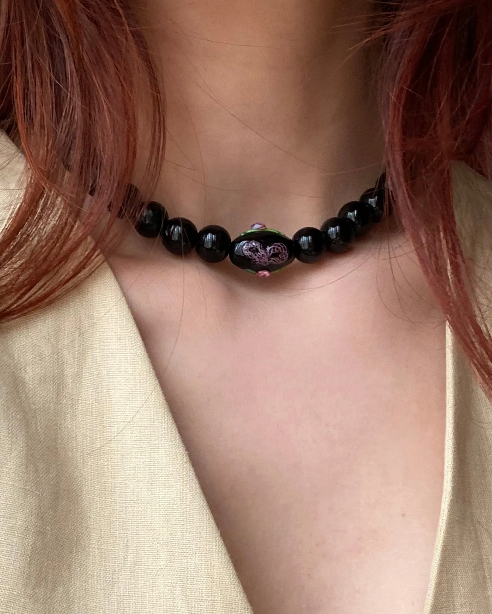 Bernadette Onyx Bow Necklace