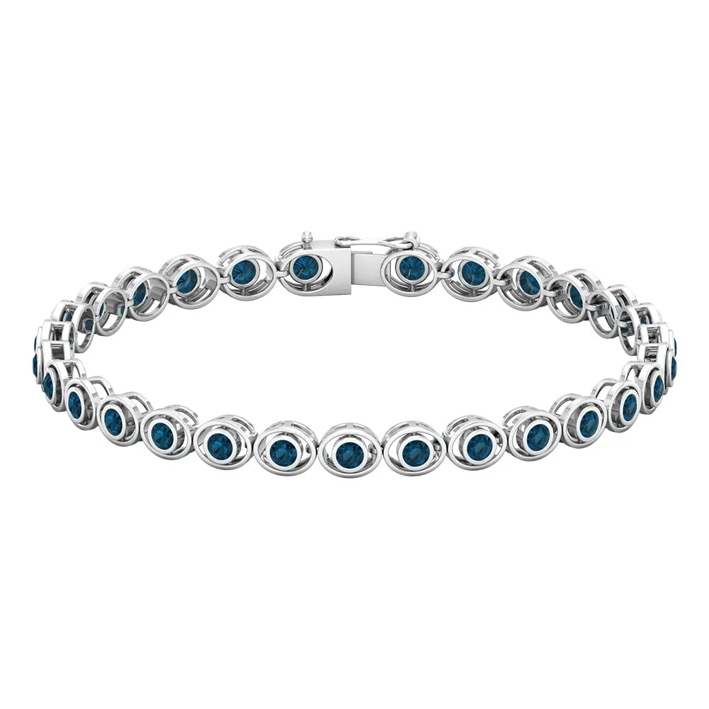 Bezel Set London Blue Topaz Unisex Tennis Bracelet