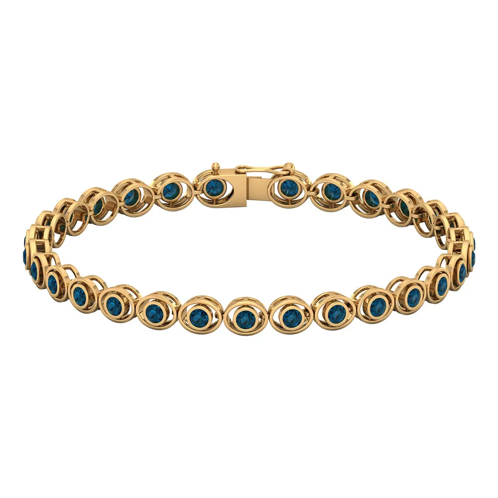 Bezel Set London Blue Topaz Unisex Tennis Bracelet