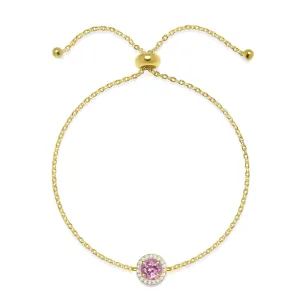 Birthstone & Diamond Bracelet- October Pink Topaz