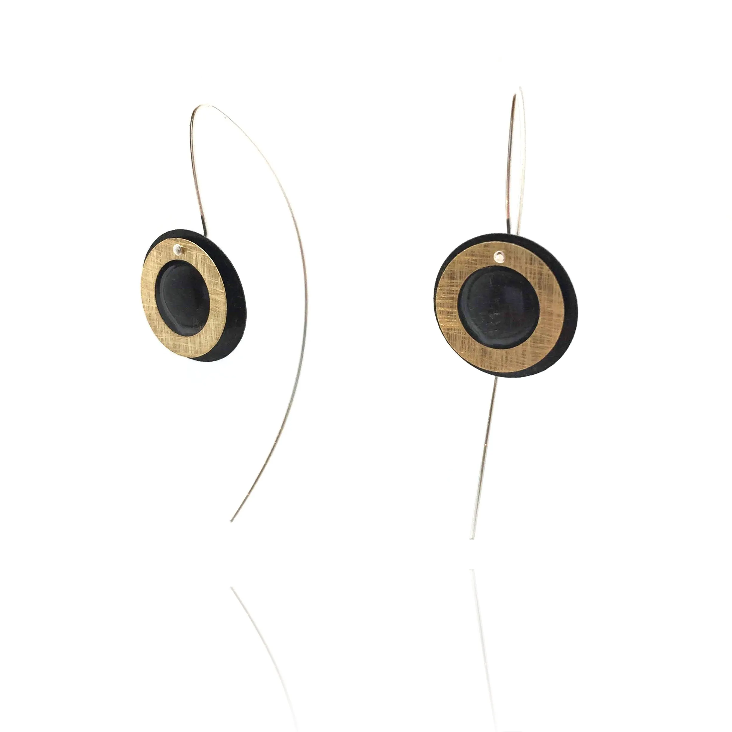 Black and Gold Vermeil Double Circle Earrings