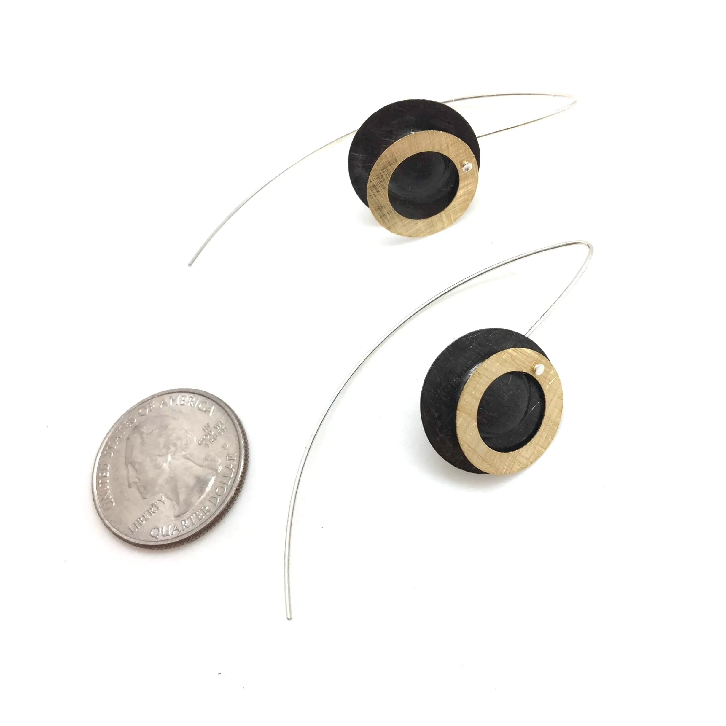 Black and Gold Vermeil Double Circle Earrings