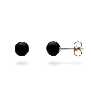 Black Coral Earrings in Gold - 6-6.9mm