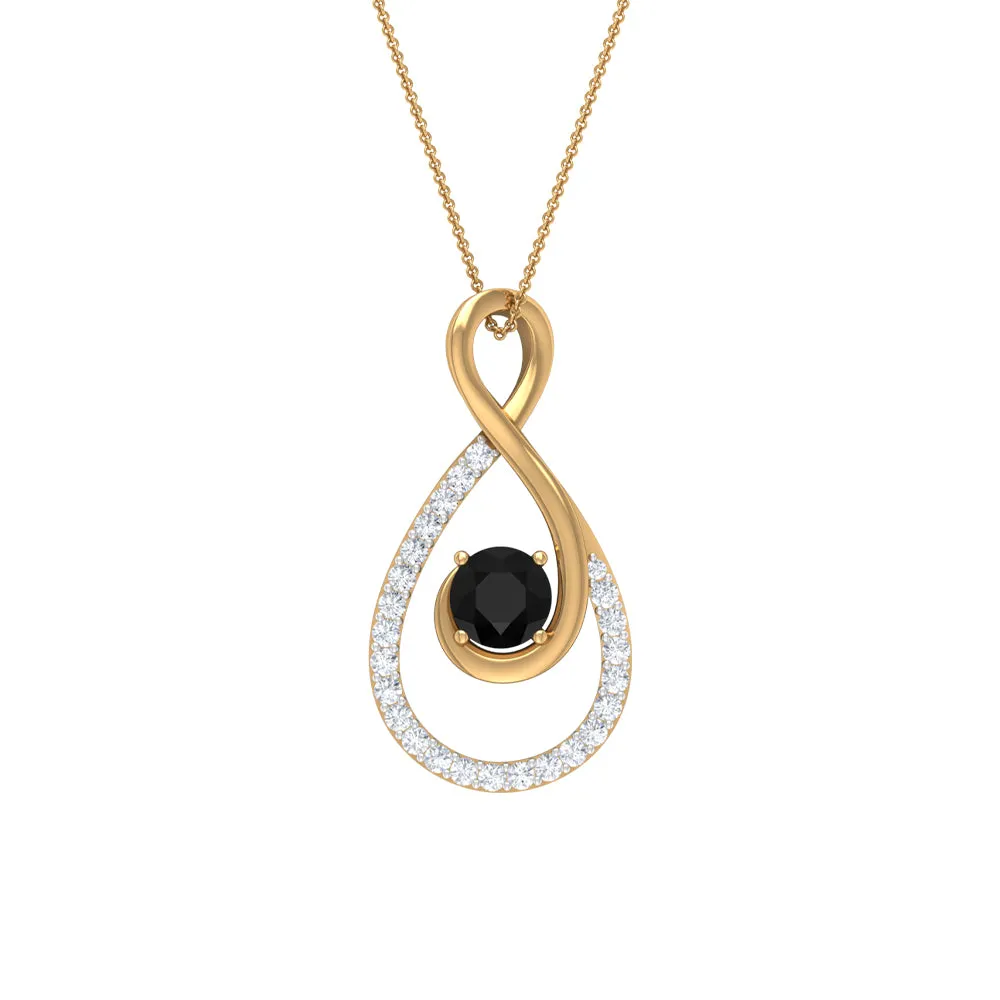 Black Diamond and Diamond Infinity Pendant Necklace