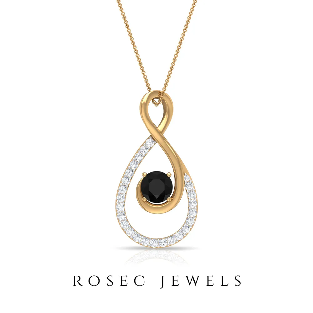 Black Diamond and Diamond Infinity Pendant Necklace