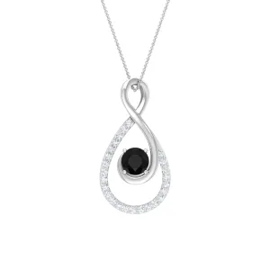 Black Diamond and Diamond Infinity Pendant Necklace