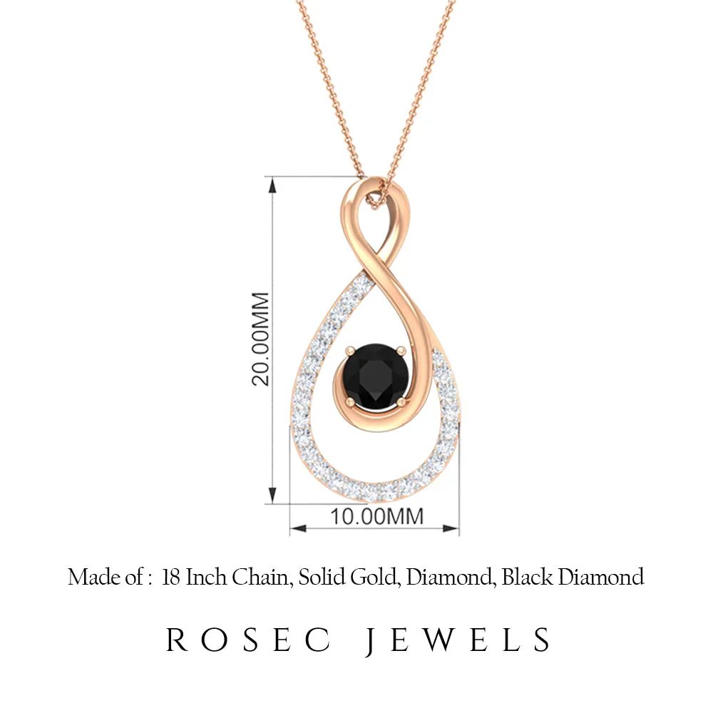 Black Diamond and Diamond Infinity Pendant Necklace