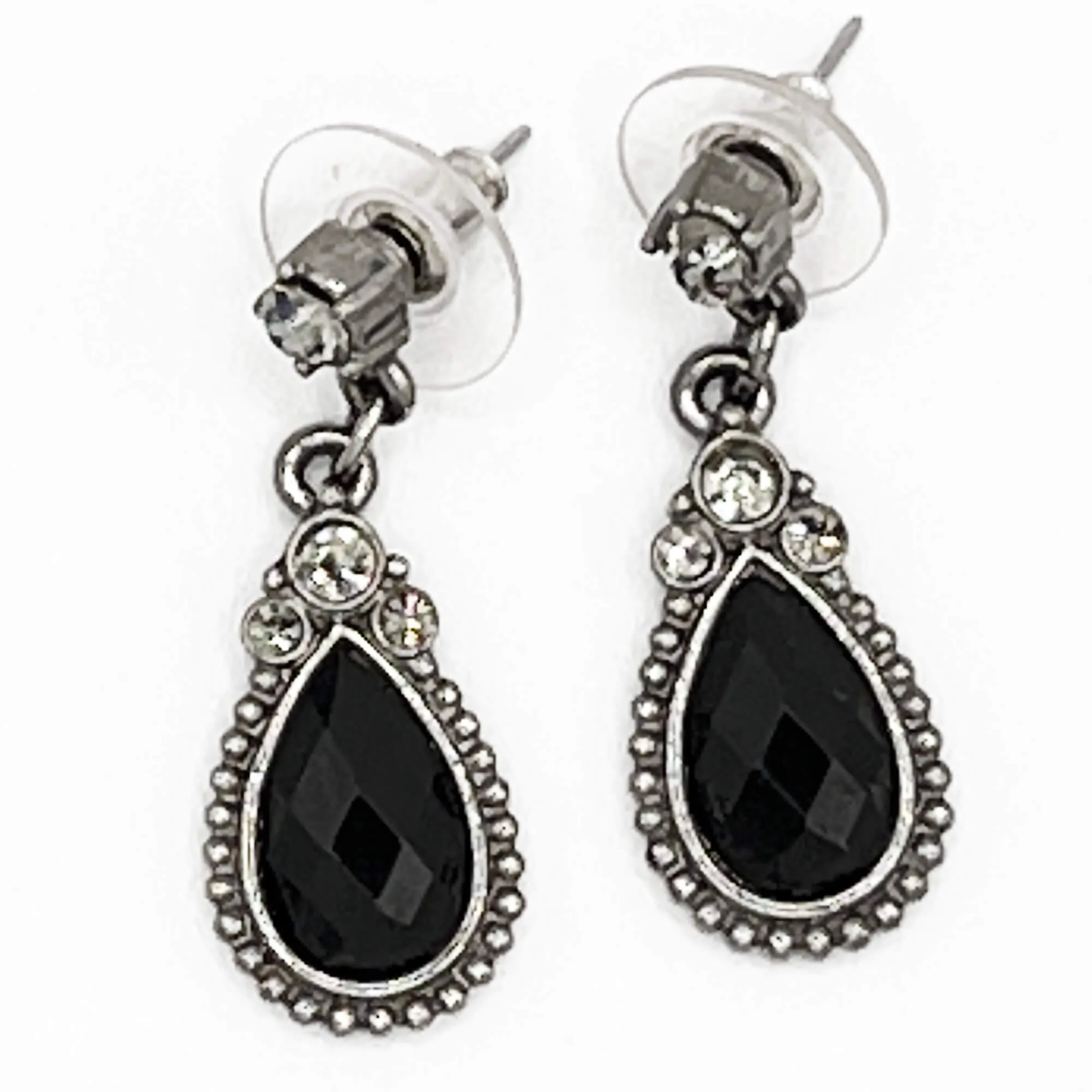 Black Onyx and Diamond Necklace with Matching Earrings Set