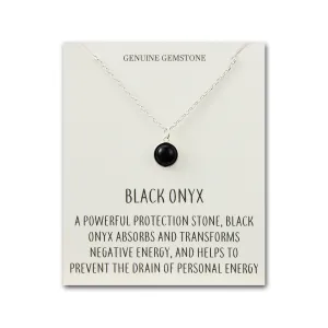 Black Onyx Necklace with Quote Card