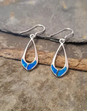 Blue Lily 25mm Syn Opal Open Tear Drop Earrings - SE477B