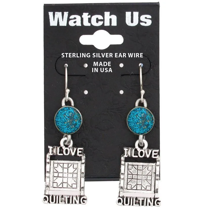 Blue Quilting Rack Earrings