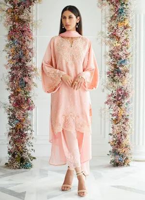 Blush Coral Silk Shirt and Dupatta