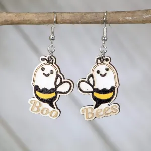 Boo Bees Wooden Dangle Earrings by Cate's Concepts, LLC