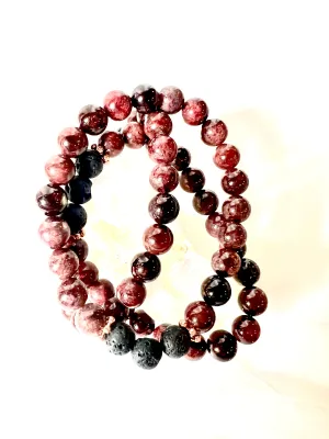 Bracelet Garnet and Rhodonite