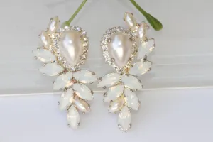 Bridal Cluster Pearl Earrings