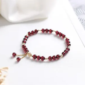 Buddha Stones 14K Gold Natural Garnet Calm Bracelet