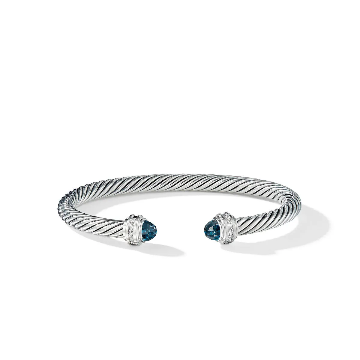 Cable Classics Bracelet in Sterling Silver with Hampton Blue Topaz and Pave Diamonds