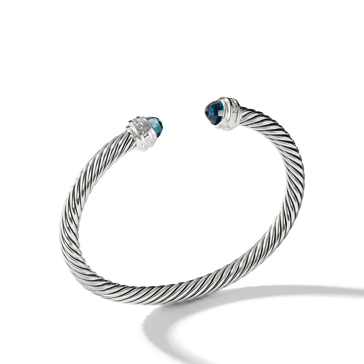 Cable Classics Bracelet in Sterling Silver with Hampton Blue Topaz and Pave Diamonds