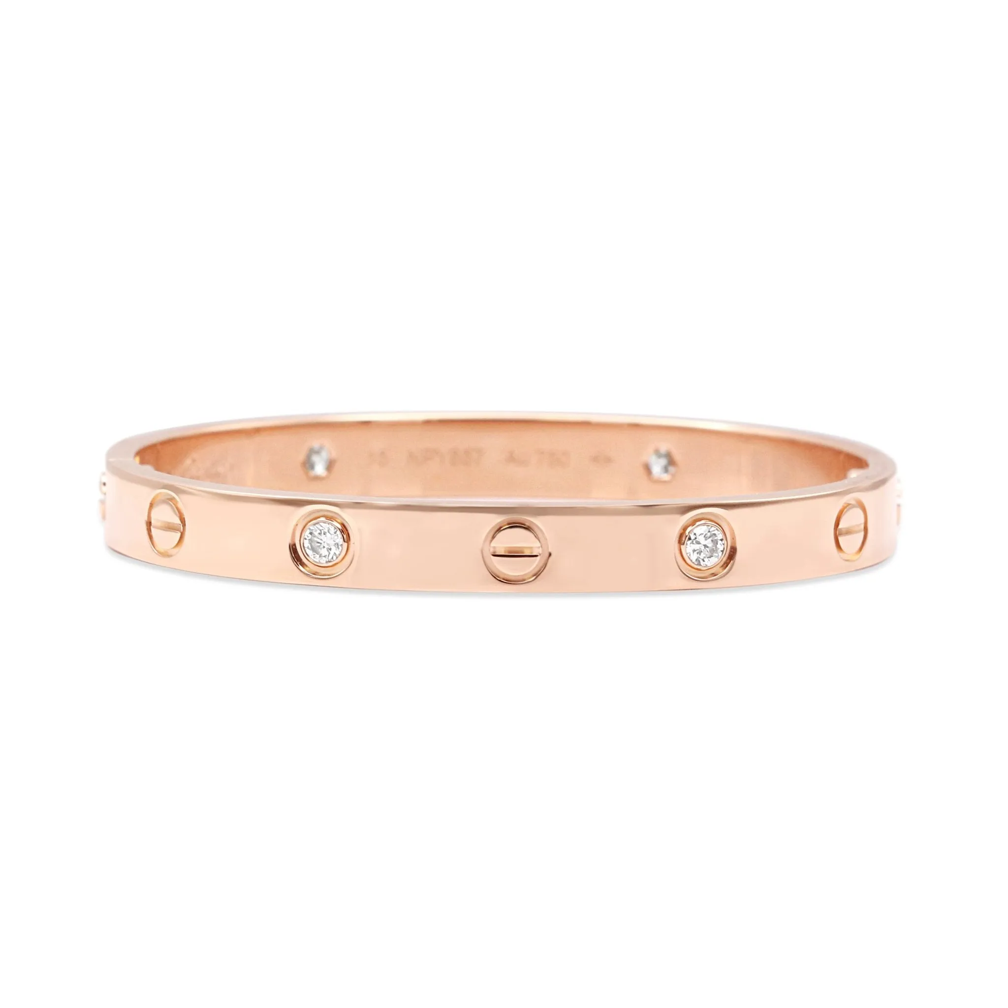 Cartier Diamond Set Love Bangle Size 15 - 18ct Rose Gold