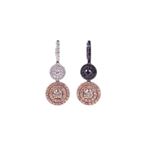 Champagne, Black, and White Diamond Earrings