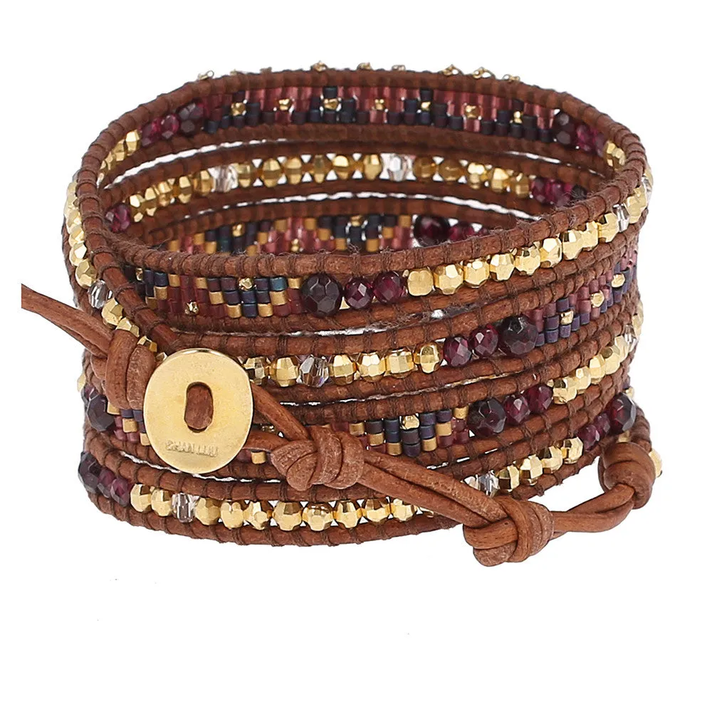 Chan Luu Garnet Delicate Charm Wrap Bracelet (Pre-Order)