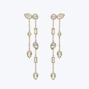 Cleo Liana Double Chain Clear Topaz Chandelier Earrings