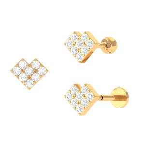 Contemporary Moissanite Geometric Earring for Helix Piercing