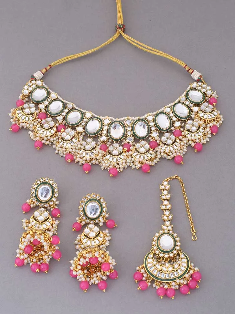 Coral Abhilasha Kundan Jewellery Set