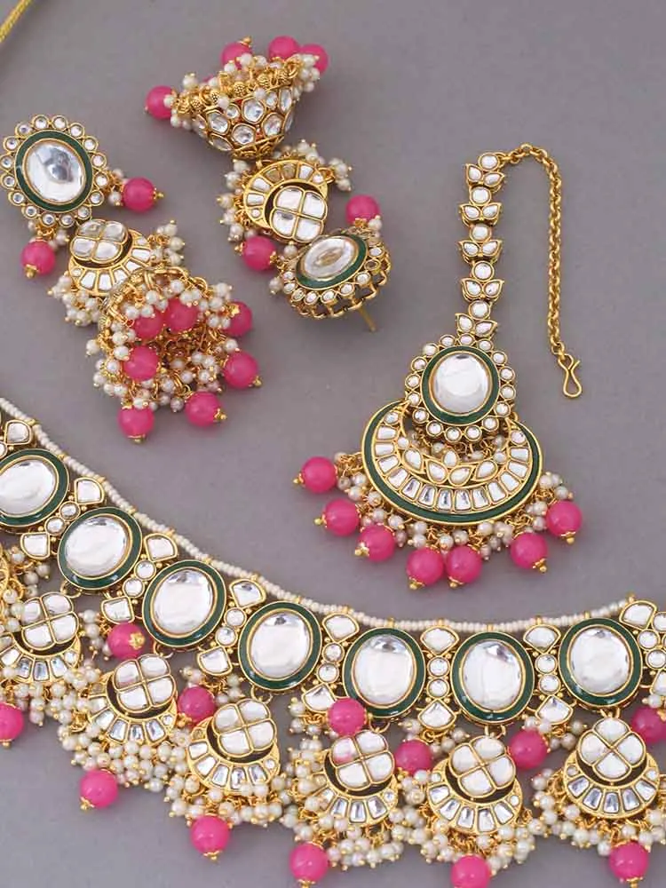 Coral Abhilasha Kundan Jewellery Set