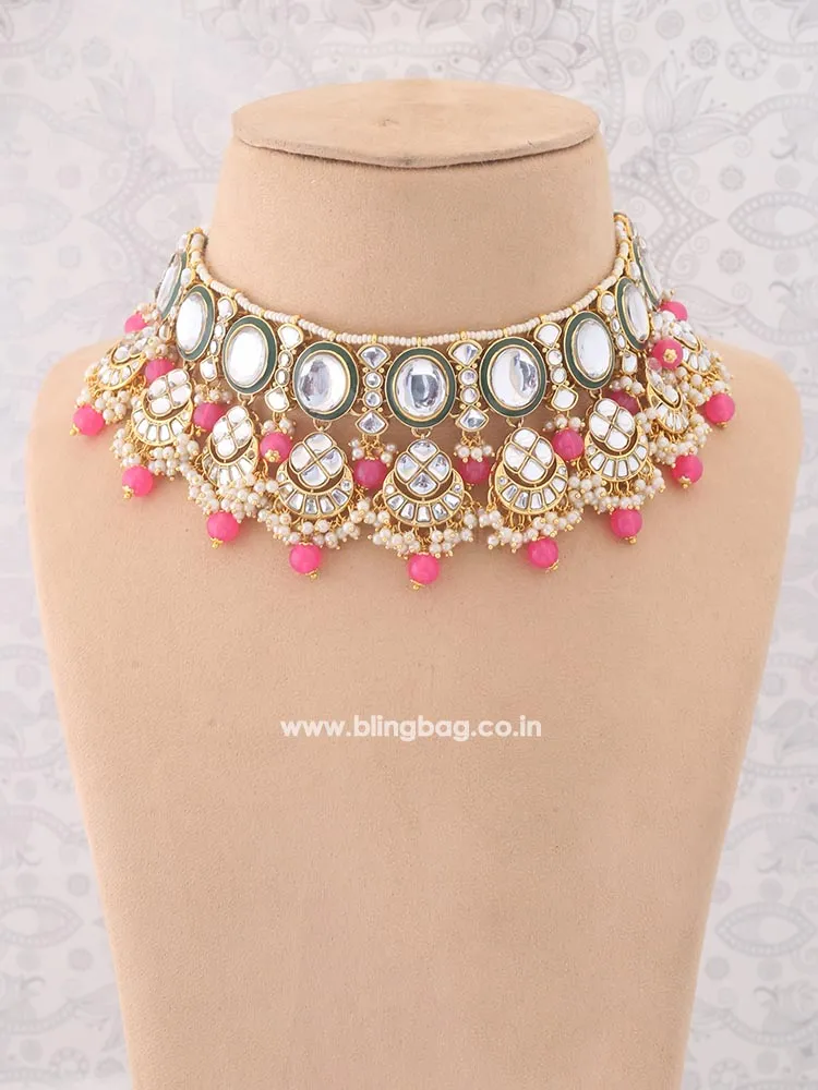 Coral Abhilasha Kundan Jewellery Set