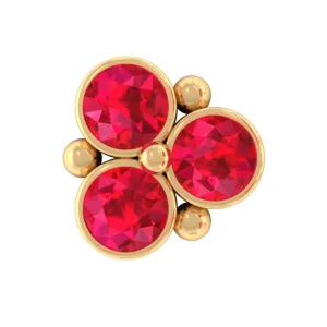 Created Ruby Trio Cartilage Earring in Gold